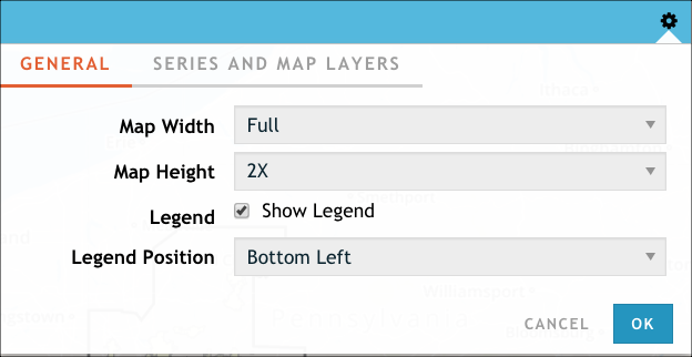 The default general configuration values for a new map