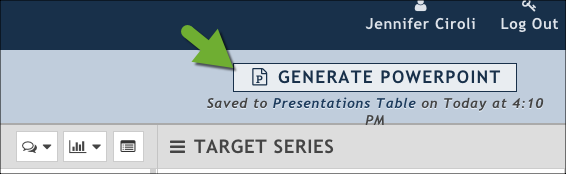 The Generate PowerPoint button is at the top right of the presentation window