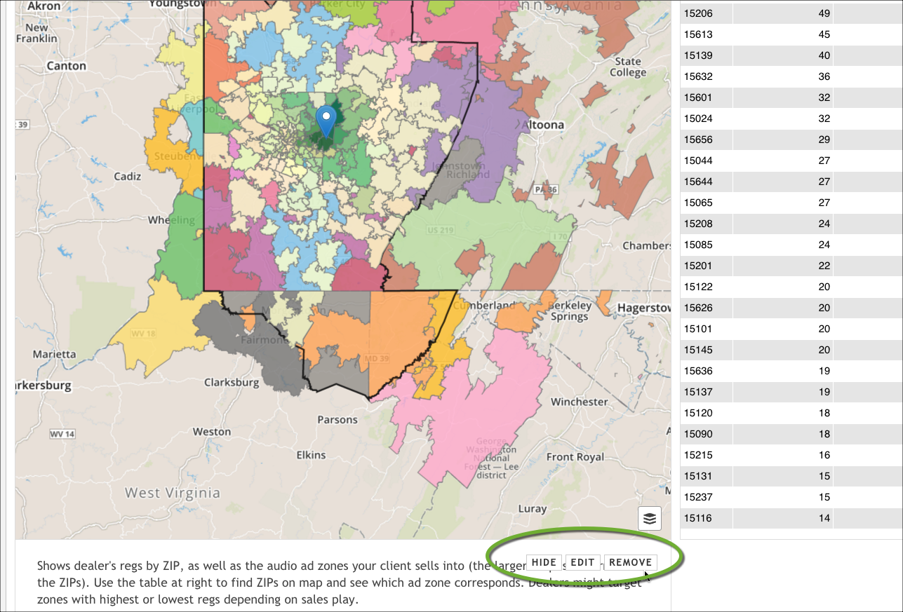 A visualization note on a map