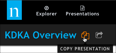 Use the Copy icon to create a copy of the presentation