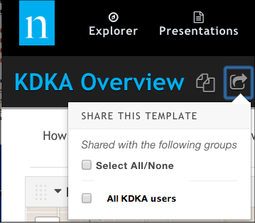 Use the share icon to share your presentation with one or more groups you belong to