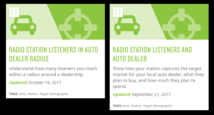 The radio station-based templates show how advertising on your station can grow a dealer's business